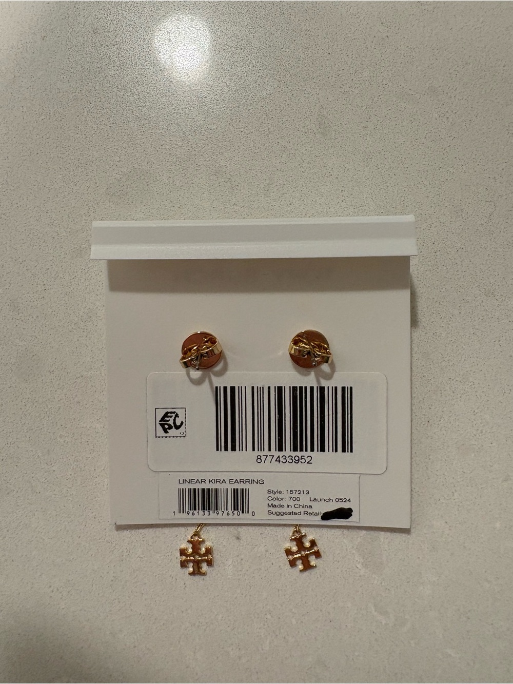 Tory Burch Gold Linear Kira Drop Earrings - Picture 4 of 6